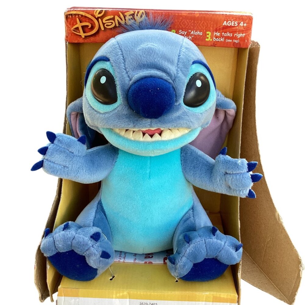 Vintage 2002 Hasbro Interactive‎ Aloha Stitch Plush Disney Lilo & Stitch Talking